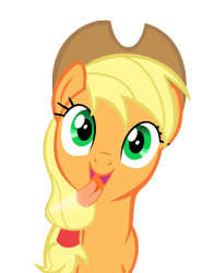 Size: 1280x1728 | Tagged: safe, artist:umbra-neko, applejack, earth pony, pony, fourth wall, licking, licking ponies, screen, silly, silly pony, simple background, solo, transparent background, vector