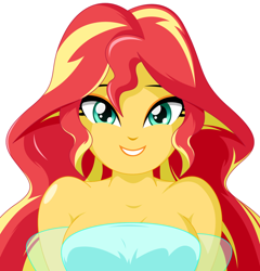 Size: 1058x1104 | Tagged: dead source, safe, artist:rosemile mulberry, sunset shimmer, equestria girls, clothes, female, looking at you, simple background, smiling, solo, white background