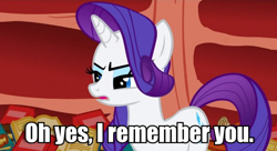 Size: 570x309 | Tagged: safe, screencap, rarity, pony, unicorn, image macro, meme, solo