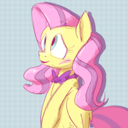 Size: 700x700 | Tagged: safe, artist:goat train, fluttershy, pegasus, pony, checkered background, lipstick, solo