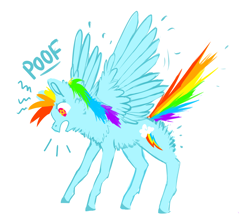 Size: 1280x1139 | Tagged: safe, artist:the-doodle-queen, derpibooru import, rainbow dash, pegasus, pony, behaving like a bird, fluffy, open mouth, spread wings, wide eyes, wingding eyes