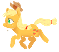 Size: 1829x1622 | Tagged: safe, artist:comikazia, applejack, earth pony, pony, running, simple background, solo