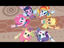 Size: 1024x768 | Tagged: safe, derpibooru import, applejack, fluttershy, pinkie pie, rainbow dash, rarity, twilight sparkle, twilight sparkle (alicorn), alicorn, equestria girls, rainbow rocks, bracelet, faic, foreshortening, great moments in animation, grin, looking at you, looking up, mane six, nightmare fuel, open mouth, smiling, squee, the rainbooms, wat, waving, wtf