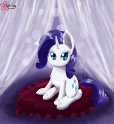 Size: 800x871 | Tagged: safe, artist:clouddg, rarity, pony, unicorn, female, horn, mare, purple mane, sitting, solo, white coat