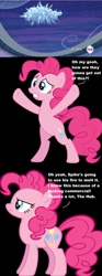 Size: 844x2268 | Tagged: safe, pinkie pie, earth pony, pony, equestria games (episode), commercial, equestria games, fourth wall, ruined, spoiled, the hub, vulgar