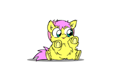 Size: 740x421 | Tagged: safe, artist:marcusmaximus, fluttershy, fluffy pony, pegasus, pony, interactive fluffy, solo