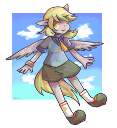 Size: 889x972 | Tagged: safe, artist:ヨナグニ課長, derpy hooves, anthro, equestria girls, pixiv, solo, wings