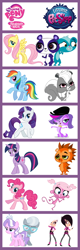 Size: 600x1868 | Tagged: safe, derpibooru import, diamond tiara, fluttershy, pinkie pie, rainbow dash, rarity, silver spoon, twilight sparkle, dog, hedgehog, human, monkey, panda, skunk, biskit twins, chart, comparison, comparison chart, littlest pet shop, minka mark, mongoose, penny ling, pepper clark, russell ferguson, sunil nevla, zoe trent