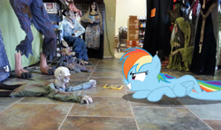 Size: 3264x1916 | Tagged: safe, artist:porygon2z, derpibooru import, rainbow dash, halloween, irl, nightmare night, photo, ponies in real life