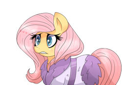 Size: 720x504 | Tagged: safe, artist:haxthewolf, fluttershy, pegasus, pony, bathrobe, clothes, solo