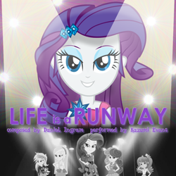 Size: 1080x1080 | Tagged: safe, artist:cejs94, artist:joeycrick, bon bon, cheerilee, derpy hooves, lyra heartstrings, rarity, sweetie drops, equestria girls, life is a runway, rainbow rocks, album cover, daniel ingram, kazumi evans, music