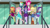 Size: 1280x720 | Tagged: safe, derpibooru import, screencap, applejack, fluttershy, pinkie pie, rainbow dash, rarity, sci-twi, sunset shimmer, twilight sparkle, better together, equestria girls, the last day of school, backpack, canterlot high, clothes, doors, glass, happy, humane five, humane seven, humane six, school, staircase, stairs, yay