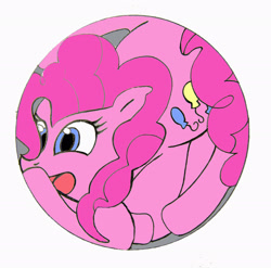 Size: 2432x2399 | Tagged: safe, artist:vacuumvorer, pinkie pie, earth pony, pony, balloon, mare, pinkie pie trapped in a balloon, solo