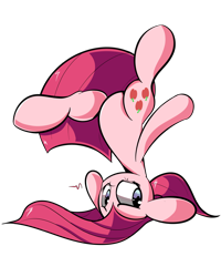 Size: 4000x5000 | Tagged: safe, artist:turtlefarminguy, pinkie pie, earth pony, pony, piledriver, pinkamena diane pie, simple background, solo, swapped cutie marks, transparent background, upside down