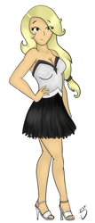 Size: 636x1488 | Tagged: safe, artist:silver1kunai, applejack, human, clothes, dress, high heels, humanized, light skin, pretty