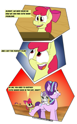 Size: 705x1134 | Tagged: safe, artist:sneshneeorfa, apple bloom, scootaloo, starlight glimmer, sweetie belle, earth pony, pegasus, pony, unicorn, comic, cutie mark crusaders, female, filly, frown, funny face, mare, smiling, transparent background