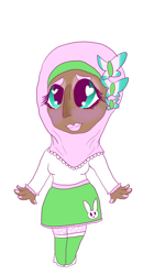 Size: 1024x1823 | Tagged: safe, artist:tricksternoire, fluttershy, human, blushing, dark skin, hijab, humanized, islam, islamashy, religion, simple background, solo, white background