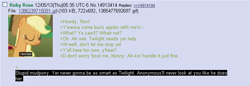 Size: 701x241 | Tagged: safe, applejack, earth pony, pony, /mlp/, 4chan, anon in equestria, feels, greentext, rejection is magic, sad, text