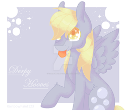 Size: 1024x892 | Tagged: safe, artist:rainbowpaint123, derpy hooves, pegasus, pony, female, mare, solo, tongue out, watermark