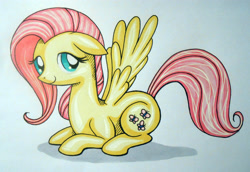 Size: 4134x2850 | Tagged: safe, artist:foxbeast, fluttershy, pegasus, pony, solo, spread wings, traditional art