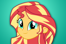 Size: 6000x4000 | Tagged: safe, artist:spottedlions, sunset shimmer, equestria girls, absurd resolution, cute, female, green background, head only, looking at you, shimmerbetes, simple background, smiling, solo