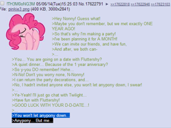 Size: 534x402 | Tagged: safe, pinkie pie, earth pony, pony, /mlp/, 4chan, anon in equestria, greentext, rejection, rejection is magic, sad, text