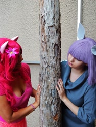 Size: 1536x2048 | Tagged: safe, artist:chibi chuu, artist:everyday ery, maud pie, pinkie pie, human, 2014, cleavage, cosplay, female, irl, irl human, miami hurricon, miami hurricon 2014, photo