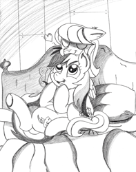 Size: 794x1006 | Tagged: safe, artist:mark-terron, derpibooru import, butterscotch, fluttershy, rainbow dash, pegasus, pony, butterdash, female, half r63 shipping, male, monochrome, rule 63, shipping, straight, traditional art