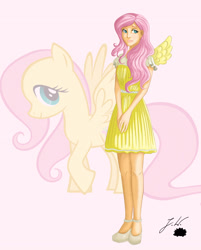 Size: 2338x2913 | Tagged: safe, artist:kimikulka, fluttershy, human, humanized, solo, winged humanization