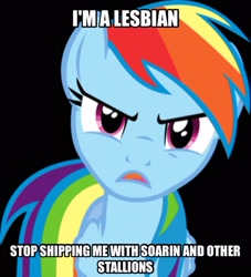 Size: 1494x1649 | Tagged: safe, derpibooru import, rainbow dash, pegasus, pony, angry, anti-shipping, background pony strikes again, downvote bait, drama bait, exploitable meme, female, headcanon, lesbian, meme, mouthpiece, no fun allowed, op is a cuck, op is trying to start shit