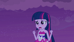 Size: 1920x1080 | Tagged: safe, derpibooru import, screencap, twilight sparkle, twilight sparkle (alicorn), alicorn, equestria girls, equestria girls (movie), blushing, cute, fall formal outfits, open mouth, purple, sad, sadorable, scared, solo, twiabetes, twilight ball dress