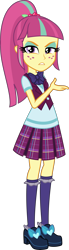 Size: 1378x5000 | Tagged: safe, artist:diegator007, sour sweet, equestria girls, friendship games, absurd resolution, bowtie, clothes, crystal prep academy, crystal prep academy uniform, crystal prep shadowbolts, eyeshadow, female, freckles, high heels, holly, looking at you, makeup, pleated skirt, ponytail, school uniform, shoes, simple background, skirt, socks, solo, transparent background, unleash the magic, vector