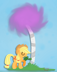 Size: 400x500 | Tagged: safe, artist:mioais, applejack, earth pony, pony, crossover, solo, the lorax, truffula tree, watering