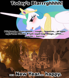 Size: 1021x1149 | Tagged: safe, princess celestia, alicorn, pony, celestia's proclamation, cthulhu, exploitable meme, meme, new year