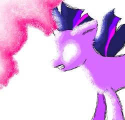 Size: 571x549 | Tagged: safe, artist:angelchibi227, derpibooru import, twilight sparkle, glowing eyes, magic overload, solo