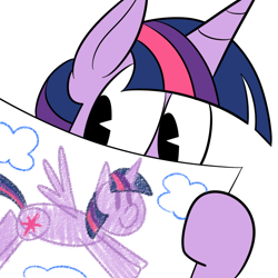 Size: 700x700 | Tagged: safe, artist:karpet-shark, derpibooru import, twilight sparkle, twilight sparkle (alicorn), alicorn, pony, drawing, female, mare, solo, twily-daily