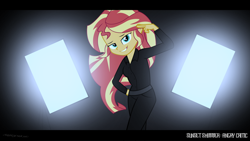 Size: 2560x1440 | Tagged: safe, artist:ngrycritic, sunset shimmer, equestria girls, clothes, female, solo