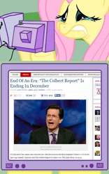 Size: 563x900 | Tagged: safe, fluttershy, pegasus, pony, exploitable meme, meme, obligatory pony, stephen colbert, the colbert report, tv meme