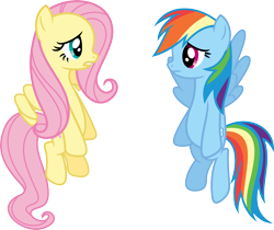 Size: 3556x2985 | Tagged: safe, artist:porygon2z, derpibooru import, fluttershy, rainbow dash, pegasus, pony, flying, simple background, transparent background, vector