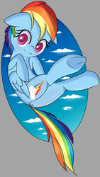 Size: 510x907 | Tagged: safe, anonymous artist, derpibooru import, rainbow dash, pegasus, pony, cute, dashabetes, dock, female, solo