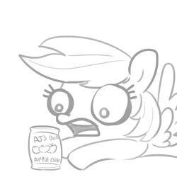 Size: 1650x1650 | Tagged: safe, artist:tjpones, derpibooru import, rainbow dash, pegasus, pony, apple cider, cider dash, faic, female, grayscale, mare, monochrome, open mouth, simple background, solo, white background