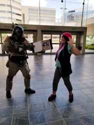 Size: 378x504 | Tagged: safe, starlight glimmer, human, equestria girls, boba fett, bronycon, bronycon 2018, clothes, cosplay, costume, irl, irl human, photo, safety goggles, star wars