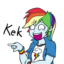 Size: 500x500 | Tagged: safe, artist:sozglitch, derpibooru import, rainbow dash, equestria girls, clothes, female, kek, simple background, solo, white background