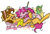 Size: 1024x691 | Tagged: safe, artist:dragonfoxgirl, artist:flower-power-love, boneless, cheese sandwich, gummy, pinkie pie, earth pony, pony, after party, cake, candy corn, cheese, cheesepie, cupcake, female, food, lollipop, male, messy, messy mane, sandwich, shipping, signature, sleeping, straight