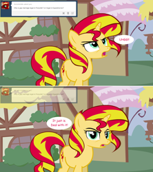 Size: 1280x1444 | Tagged: safe, artist:hakunohamikage, sunset shimmer, pony, ask, ask-princesssparkle, solo, tumblr