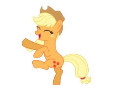 Size: 800x600 | Tagged: safe, artist:gutovi, applejack, earth pony, pony, animated, cute, dancing, eyes closed, jackabetes, scrunchy face, silly, silly pony, simple background, solo