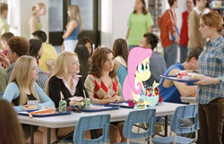 Size: 500x322 | Tagged: safe, fluttershy, equestria girls, crossover, lindsey lohan, mean girls, puffy cheeks