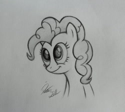 Size: 945x845 | Tagged: safe, artist:pajaga, pinkie pie, earth pony, pony, happy, monochrome, smiling, solo