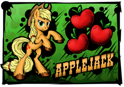 Size: 600x424 | Tagged: safe, artist:sonicpegasus, applejack, earth pony, pony, hooves, rearing, solo, unshorn fetlocks