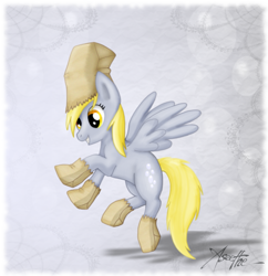 Size: 809x835 | Tagged: safe, artist:aseethe, derpy hooves, pegasus, pony, female, mare, paper bag, paper bag wizard, solo